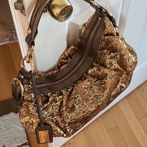 Badgley Mischka Gold Sequin Hobo Bag